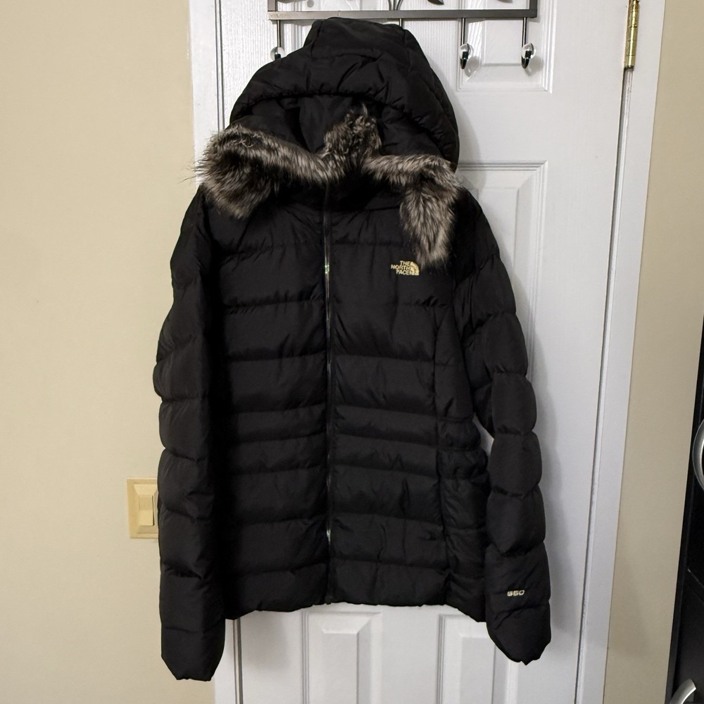 The North Face Gotham Black Puffer 2XL 550 Goose Down HyVent Faux Fur Parka Coat